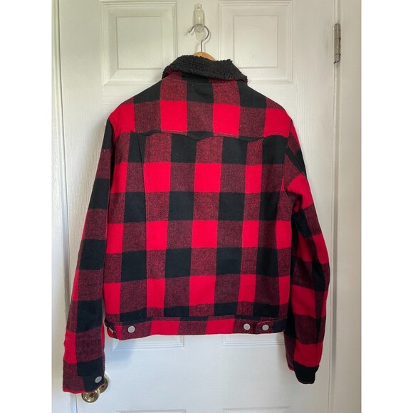 MNML Men’s Flannel Sherpa Jacket Check Boa Outerwear, Size M buffalo check - Picture 4 of 6